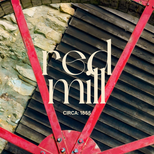 Red Mill fragrance oil with historic rustic mill and autumn harvest inspired visuals for artisan candle making - The WanderLab Co.