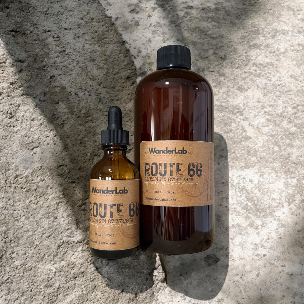Wholesale Route 66 fragrance oil in 2oz and 16oz sizes for artisan makers - The WanderLab Co.