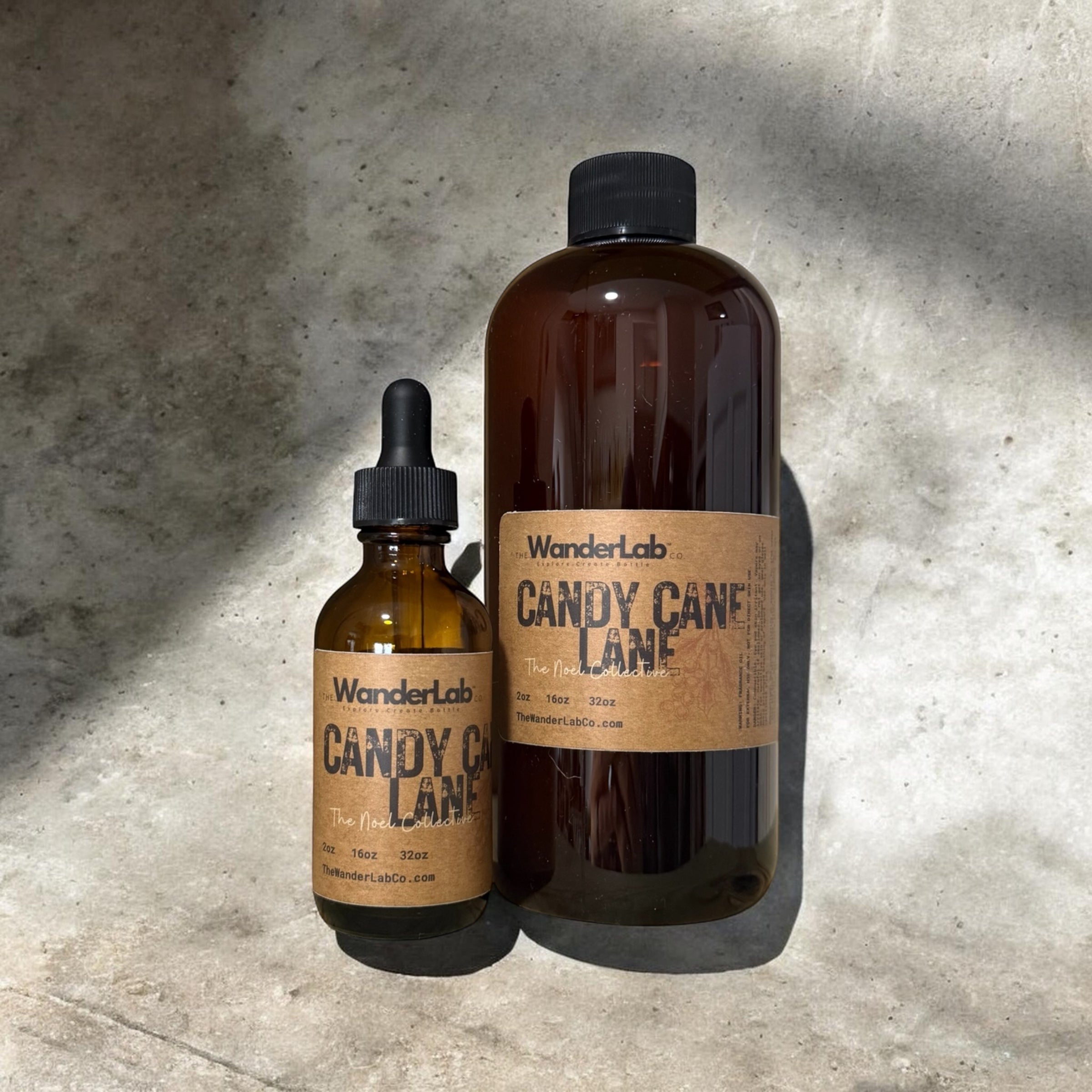 Wholesale Candy Cane Lane fragrance oil in 2oz and 16oz sizes for artisan makers - The WanderLab Co.